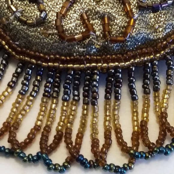 Gold Detailed-Retro-Beaded Crossbody Handbag With Cross On Back-Made in China - Picture 11 of 13